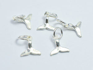 4pcs 925 Sterling Silver Charm-Whale Tail Charm, Whale Tail Pendant, 8.7x9.3mm-BeadBeyond