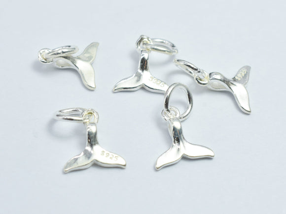 4pcs 925 Sterling Silver Charm-Whale Tail Charm, Whale Tail Pendant, 8.7x9.3mm