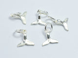 4pcs 925 Sterling Silver Charm-Whale Tail Charm, Whale Tail Pendant, 8.7x9.3mm-BeadBeyond