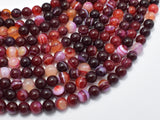 Banded Agate Beads, Red & White, 6mm Round-Agate: Round & Faceted-BeadBeyond