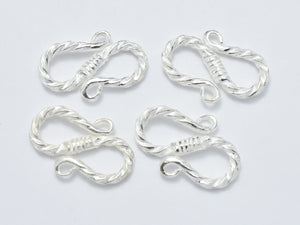 2pcs 925 Sterling Silver S Hook Clasps, S Hook Clasps Connector, 16.5x11mm-BeadBeyond