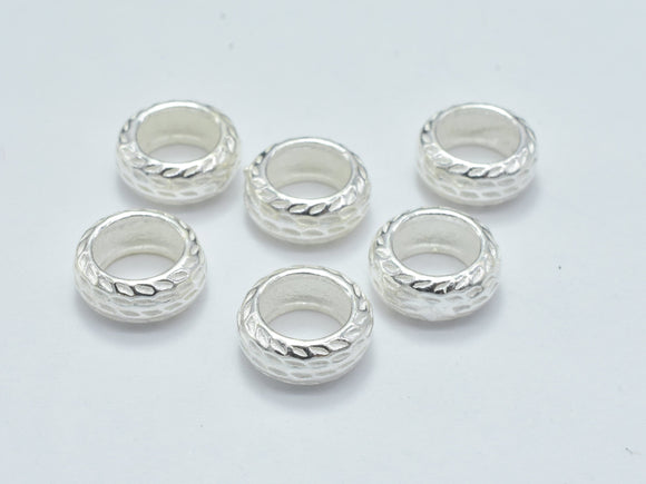 4pcs 925 Sterling Silver Beads, 7.5mm Rondelle Beads, Big Hole Spacer Beads, 7.5x3.2mm-Metal Findings & Charms-BeadBeyond