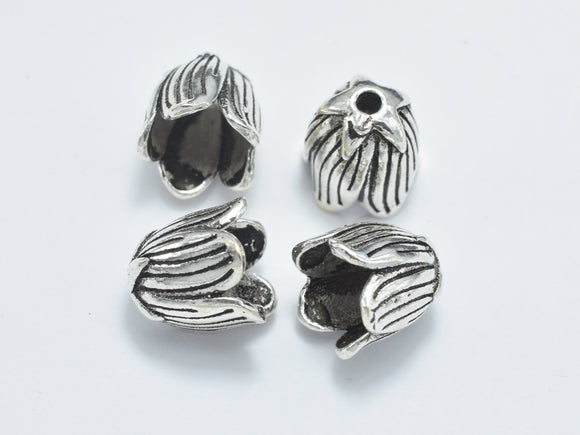 2pcs 925 Sterling Silver Bead Caps-Antique Silver, 8.5x8.5mm Flower Bead Caps-Metal Findings & Charms-BeadBeyond