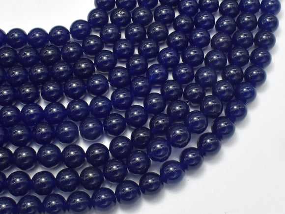Jade - Dark Blue, 8mm, Round Beads, 14.5 Inch-BeadBeyond