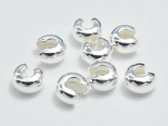 20pcs 925 Sterling Silver Crimp Cover, 3mm-Metal Findings & Charms-BeadBeyond