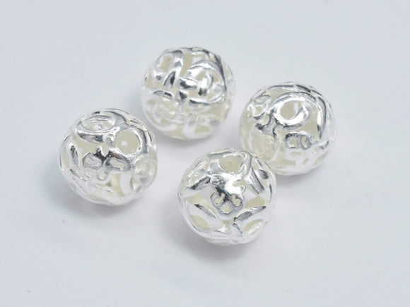 2pcs 8mm 925 Sterling Silver Beads, 8mm Filigree Round Beads-Metal Findings & Charms-BeadBeyond