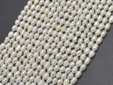 Fresh Water Pearl Beads-White, Approx. 4x5mm Rice Beads, 15 Inch-Pearls & Glass-BeadBeyond