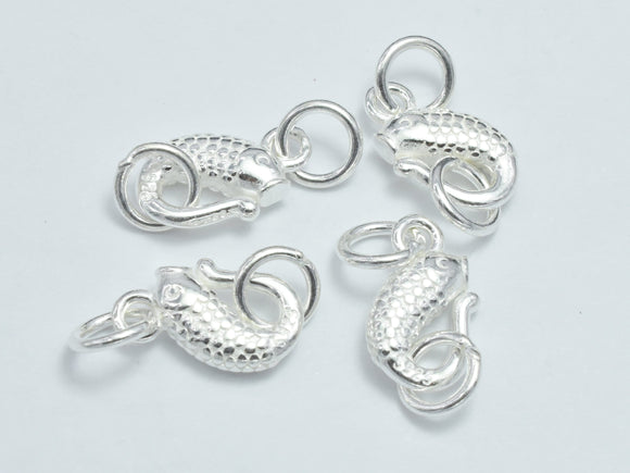 2pcs 925 Sterling Silver Fish Clasps, Fish Hook Clasp, 10x7.5mm-BeadBeyond