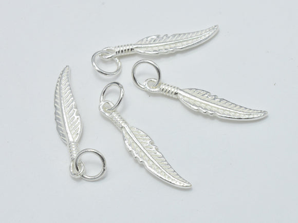 4pcs 925 Sterling Silver Charms, Leaf Charms, 22x5mm-BeadBeyond