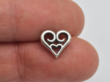 2pcs (1pair) 925 Sterling Silver Heart Earring Stud Post, 9.6x8.8mm Heart, 11mm Long-BeadBeyond