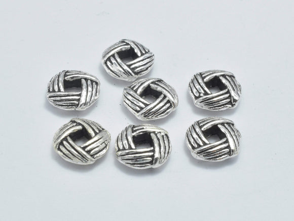 4pcs 925 Sterling Silver Beads-Antique Silver, 6.5x6.5 Square Beads-Metal Findings & Charms-BeadBeyond