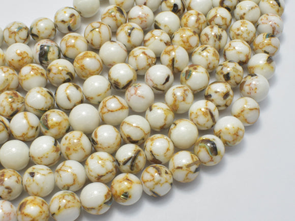 Shell Howlite-White, 8mm (8.5mm)-Gems: Round & Faceted-BeadBeyond