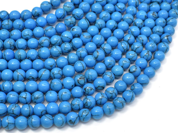 Howlite Turquoise Beads, Blue, 6mm Round Beads-Gems: Round & Faceted-BeadBeyond