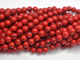 Shell Turquoise Howlite - Red, 6mm (6.5mm)-BeadBeyond