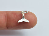 4pcs 925 Sterling Silver Charm-Whale Tail Charm, Whale Tail Pendant, 8.7x9.3mm-BeadBeyond