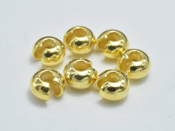 10pcs 24K Gold Vermeil Crimp Cover, 925 Sterling Silver Crimp Cover Beads, 4mm-Metal Findings & Charms-BeadBeyond