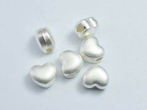 2pcs Matte 925 Sterling Silver 7.6x7mm Heart Beads-BeadBeyond