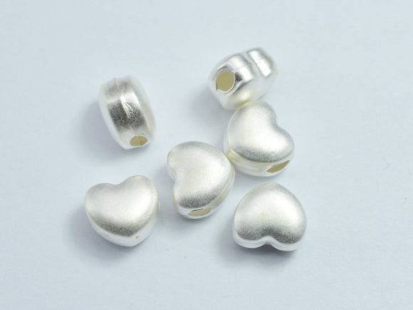 2pcs Matte 925 Sterling Silver 7.6x7mm Heart Beads-BeadBeyond