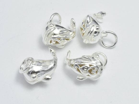 1pc 925 Sterling Silver Charms, Whale Charms, 13x9x8mm-BeadBeyond