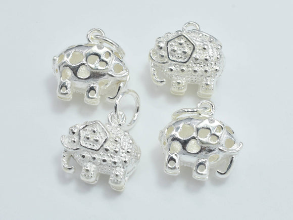 1pc 925 Sterling Silver Charms, Filigree Elephant Charm, 11x9mm-Metal Findings & Charms-BeadBeyond