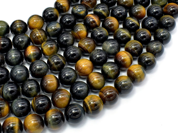 Blue / Yellow Tiger Eye, 10mm (10.3mm) Round-Gems: Round & Faceted-BeadBeyond