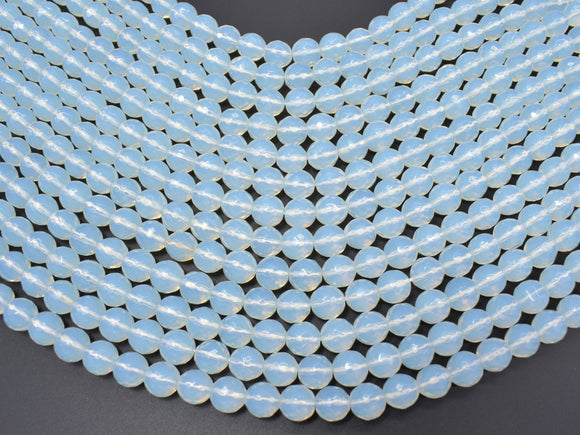 White Opalite Beads, Faceted Round, 10mm (9.6 mm), 14.5 Inch-Gems: Round & Faceted-BeadBeyond