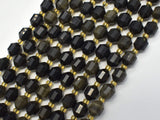 Golden Obsidian Beads, 8mm Faceted Prism Double Point Cut-Gems: Round & Faceted-BeadBeyond