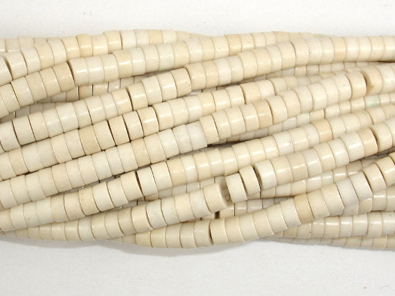 White Howlite Beads, 2x4mm Heishi Beads-Gems:Assorted Shape-BeadBeyond