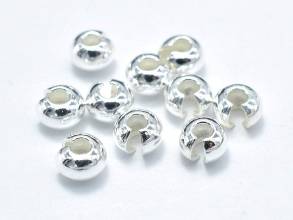 10pcs 925 Sterling Silver Crimp Cover, 4mm, 3mm thick-Metal Findings & Charms-BeadBeyond