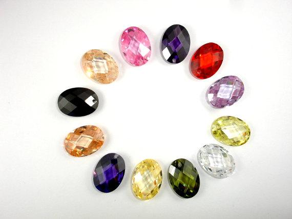 CZ beads,13x18mm Faceted Oval-Cubic Zirconia-BeadBeyond
