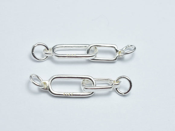 1pc 925 Sterling Silver Connector, 32x6mm, 16x6mm & 11.5x5.6mm Oval Ring-BeadBeyond