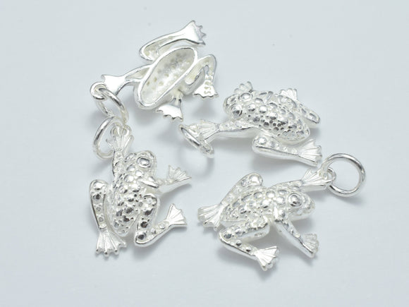 1pc 925 Sterling Silver Charms, Frog Charms, 16x12mm-BeadBeyond
