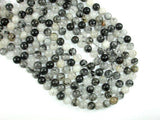 Black Rutilated Quartz Beads, 8mm Round Beads-Gems: Round & Faceted-BeadBeyond