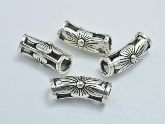 1pcs 925 Sterling Silver Tube-Antique Silver, Filigree Curved Tube, 6x17mm-Metal Findings & Charms-BeadBeyond