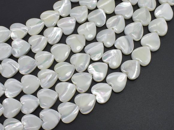 Mother of Pearl, MOP, White, 12mm Heart-BeadBeyond