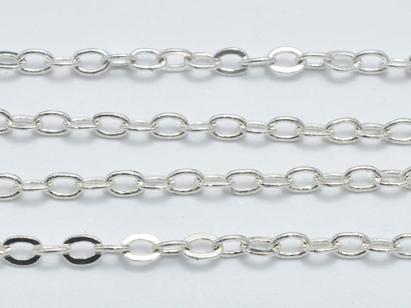 3m (9.9feet) Silver Plated Oval Chain, Brass Oval Chain, Jewelry Chain, 1.8x2.6mm-BeadBeyond
