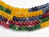 Jade - Multi Color 3x4mm Faceted Rondelle, 14 Inch-BeadBeyond