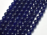 Jade - Dark Blue, 8mm, Round Beads, 14.5 Inch-BeadBeyond