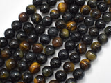 Blue / Yellow Tiger Eye, 8 mm Round Beads, 15.5 Inch-BeadBeyond
