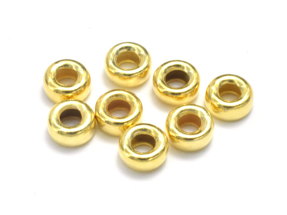 15pcs 24K Gold Vermeil Beads, 4.5mm Rondelle Spacer, 925 Sterling Silver Beads-Metal Findings & Charms-BeadBeyond