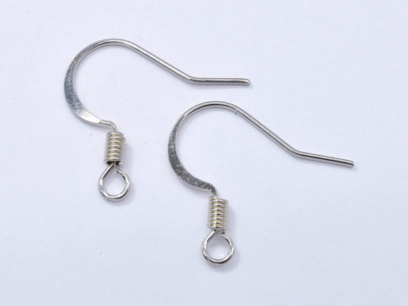100pcs Flat Fishhook Earwire, Earring Hooks, Silver Plated, 15x10mm, 2mm Coil-Metal Findings & Charms-BeadBeyond
