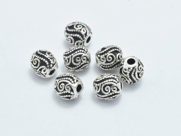 4pcs 925 Sterling Silver Beads-Antique Silver, Drum Beads, Spacer Beads, 5x5.6mm-Metal Findings & Charms-BeadBeyond