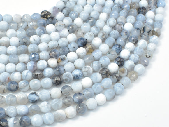 Dragon Vein Agate Beads, Gray & White, 6mm Faceted Round Beads-Agate: Round & Faceted-BeadBeyond