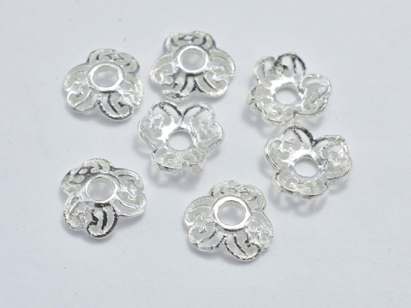 20pcs 925 Sterling Silver Bead Caps, 5x1.3mm Flower Bead Caps-Metal Findings & Charms-BeadBeyond