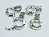 1pc 925 Sterling Silver Marcasite Clasp, 10.5mm Round, Loop Hole 4x3mm-BeadBeyond