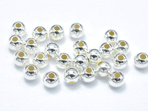 30pcs 925 Sterling Silver Beads, 3mm Round Beads-Metal Findings & Charms-BeadBeyond