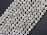White Moonstone, 6mm (6.5mm) Round-BeadBeyond