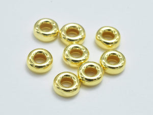 25pcs 24K Gold Vermeil Beads, 925 Sterling Silver Spacer, 3.5mm Rondelle Spacer-Metal Findings & Charms-BeadBeyond