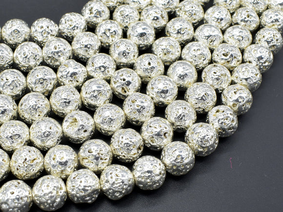 Lava-Silver Plated, 10mm (10.5mm) Round Beads-Gems: Round & Faceted-BeadBeyond
