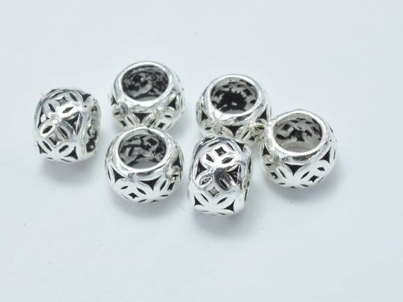 4pcs 925 Sterling Silver Beads-Antique Silver, Filigree Rondelle Beads, Big Hole Spacer Beads, 7x4.8mm-Metal Findings & Charms-BeadBeyond